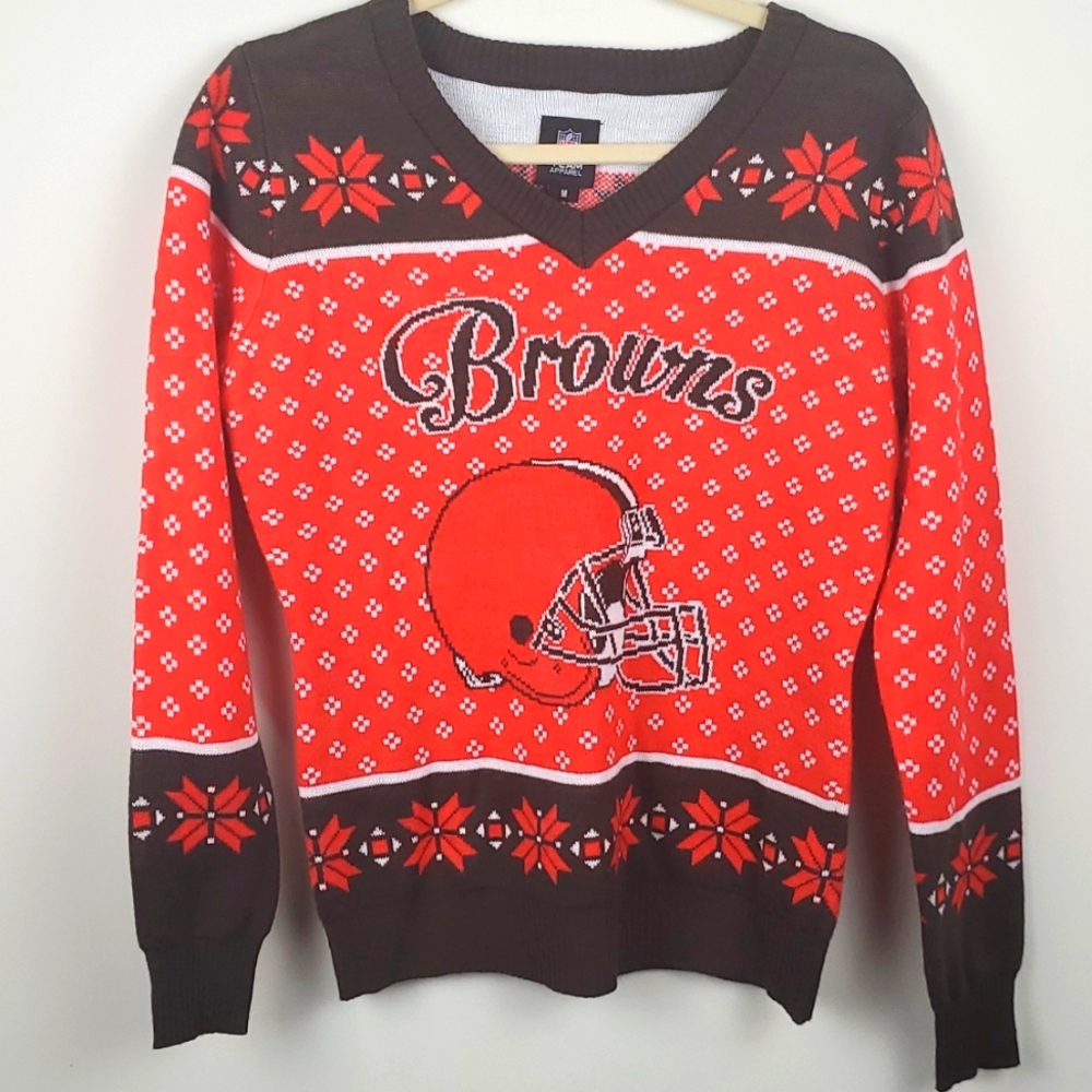 Cleveland Browns Retro Style V-Neck Sweater- Women's